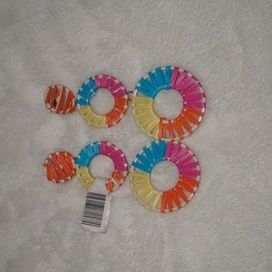 Colorful 3 tier stud statement earrings